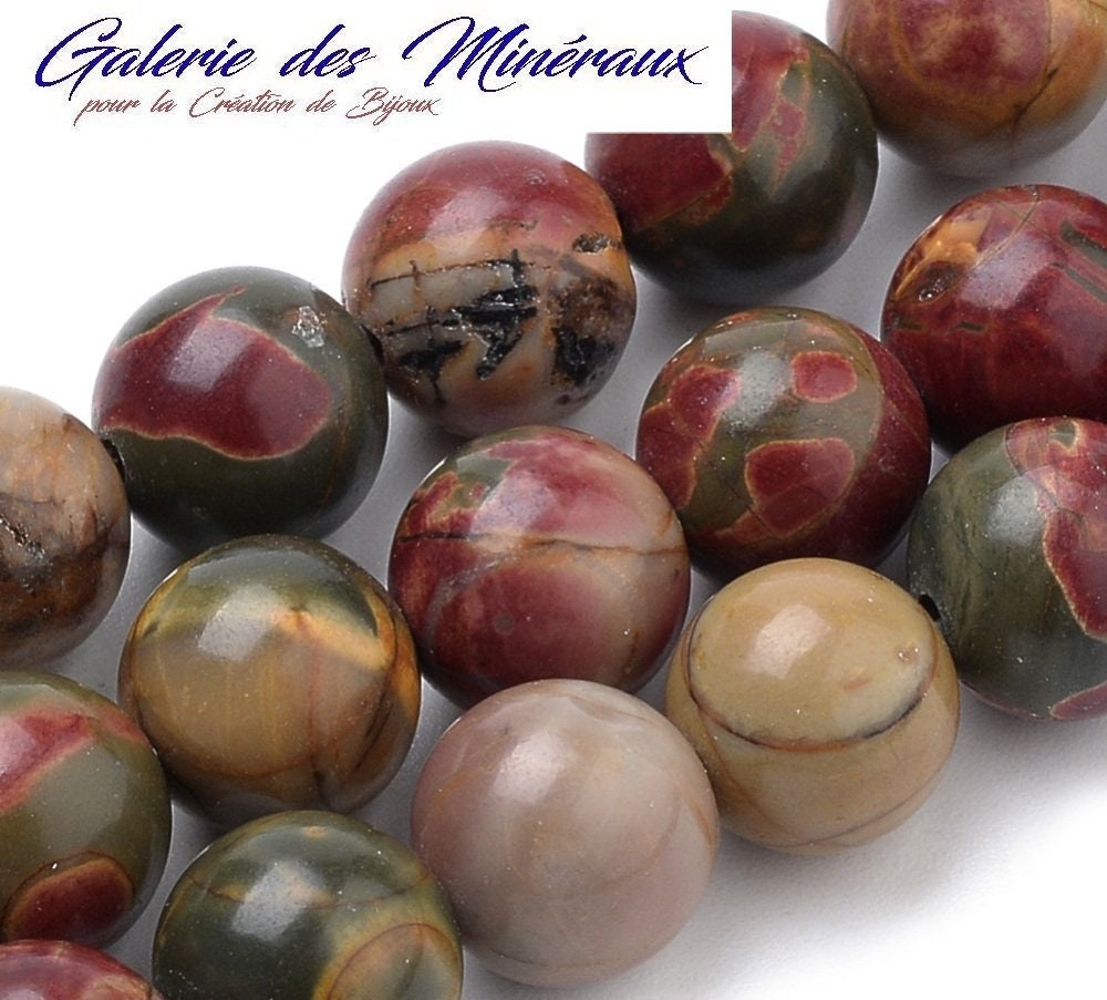 JASPE PICASSO gemstone natural stone in batch of round beads in 6mm 8mm 10mm: jewelry creation & creative hobbies