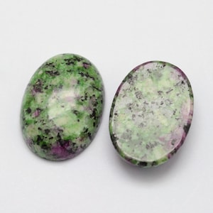 RUBIS ZOÏSITE gemme pierre fine naturelle en cabochon ovale en 18x13mm et 25x18mm : création bijoux, macramé et loisirs créatifs image 2