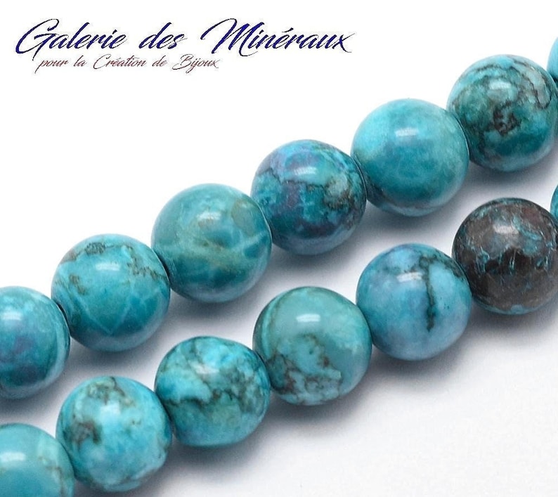 TURQUOISE AFRICAINE gemme pierre fine naturelle en lot de perles rondes en 6mm 8mm 10mm : création bijoux & loisirs créatifs image 1