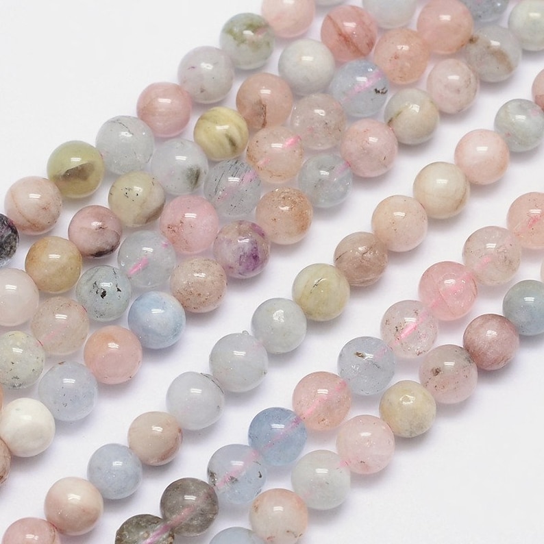 MORGANITE gem natural fine stone in batch of round beads in 6mm 8mm 10mm: jewelry creation & creative hobbies image 3