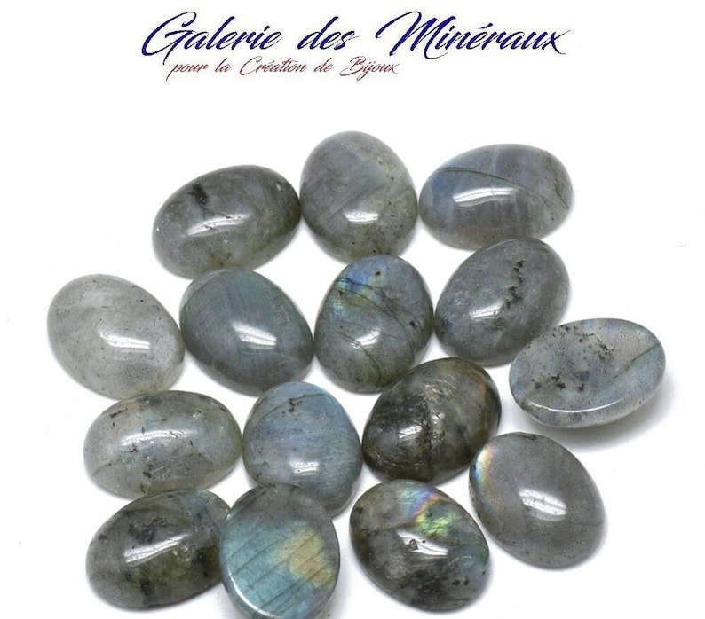 LABRADORITE pierre naturelle cabochon ovale en 14x10mm, 18x13mm, 25x18mm et 40x30mm : création bijoux, macramé et loisirs créatifs image 1