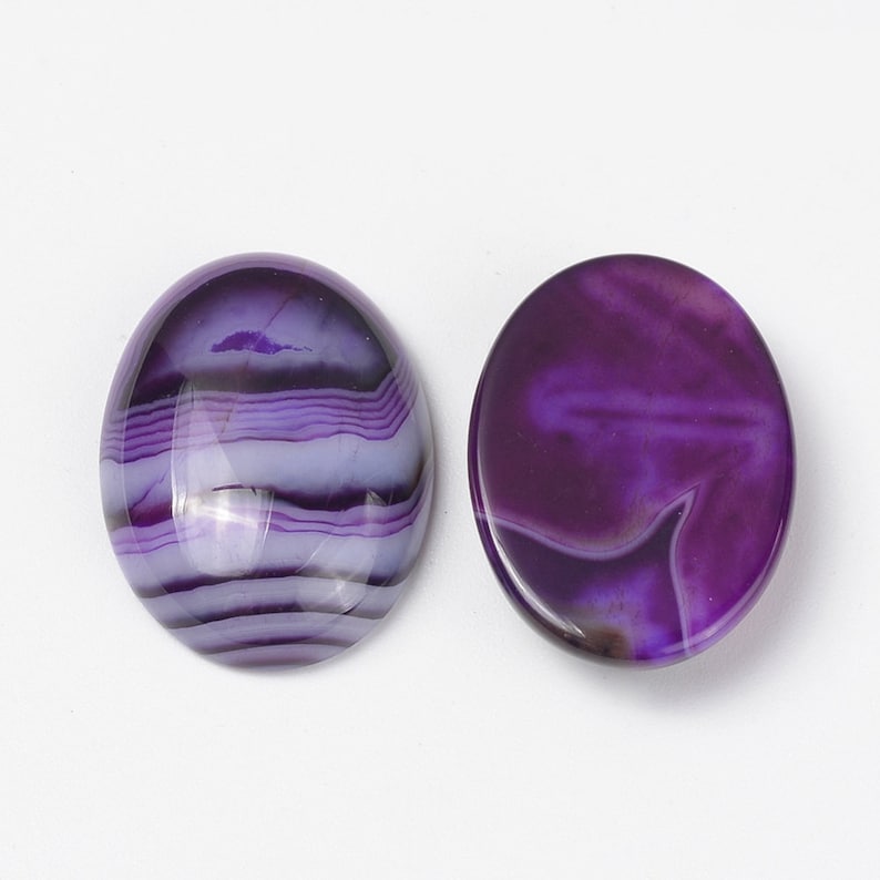 AGATE Violine gem natural fine stone in oval cabochon in 18x13mm: jewelry creation, macramé and creative hobbies lot de 2 pièces