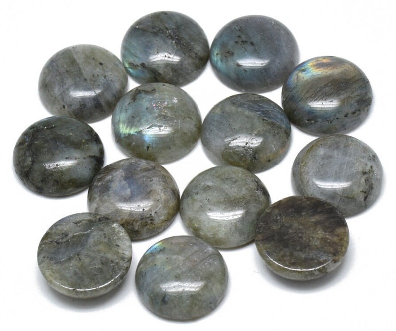 LABRADORITE gemme pierre fine naturelle en cabochon rond en 12mm et 20mm : création bijoux, macramé et loisirs créatifs 20mm