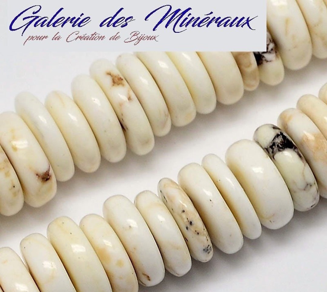 Perles En Magnésite - Rondelles 9x5mm - 76 Pièces - Fil 39cm - Neuf