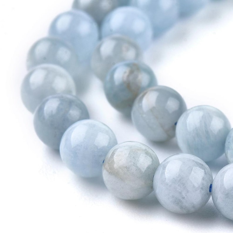 AIGUE MARINE gemme pierre fine naturelle en lot de perles rondes en 6mm 8mm 10mm : création bijoux & loisirs créatifs image 6