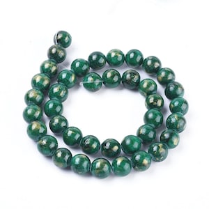JADE MASHAN Vert poudre d'Or gemme pierre fine naturelle en fil de perles rondes en 6mm 8mm 10mm : création bijoux & loisirs créatifs image 4