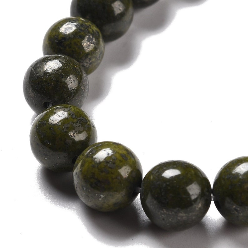 EPIDOTE gemme pierre fine naturelle en lot de perles rondes en 6mm 8mm 10mm : création bijoux & loisirs créatifs image 2