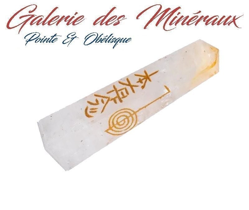Obélisque en Quartz Cristal de Roche avec Motif Qualité Extra Lithothérapie Energies Positives