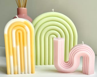 Vela de arco / Vela arco iris / Vela moderna / Regalo / Bougie / Vela minimalista / Bougies / Velas de cera de soja / Regalo de cumpleaños /