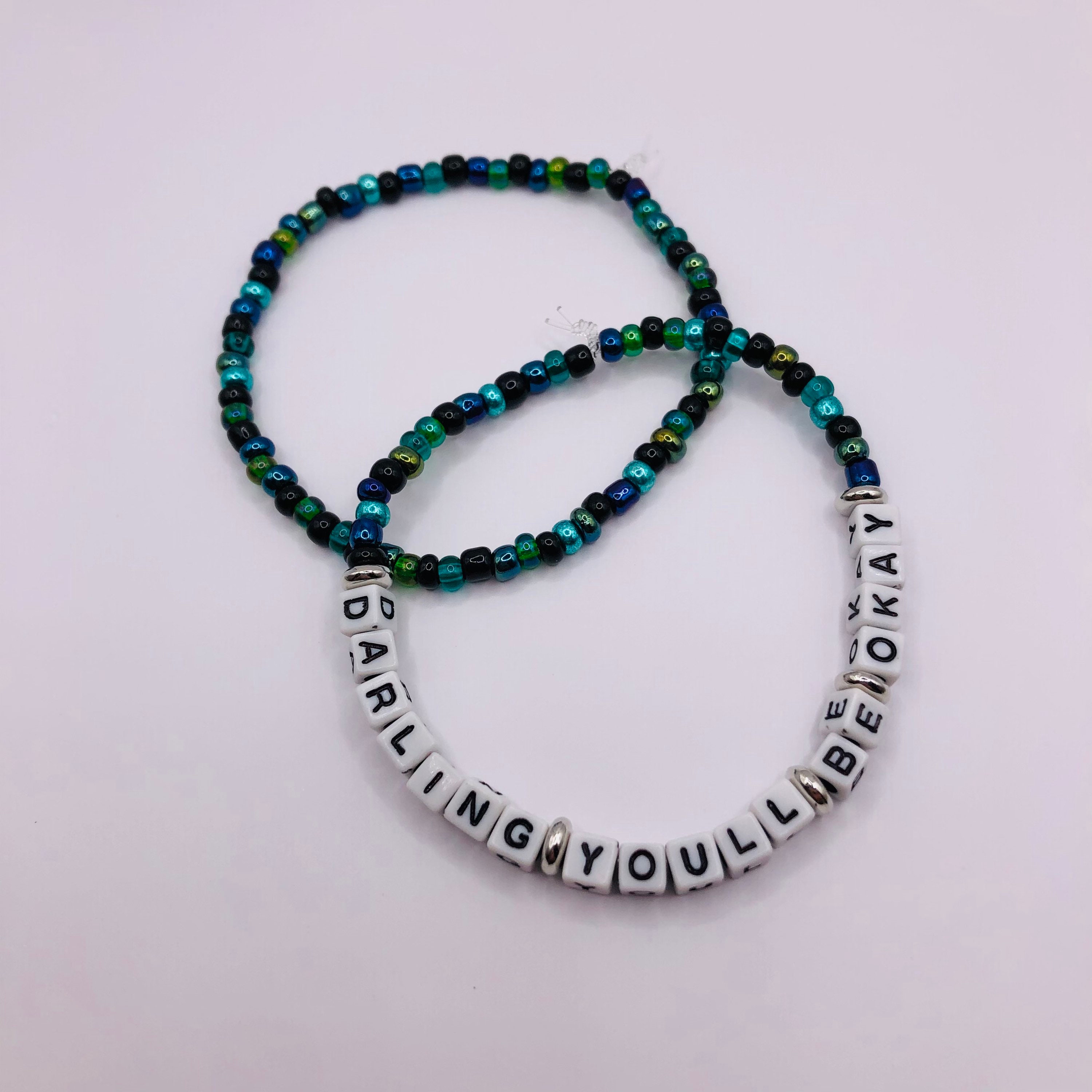 Set of 2 PTV Inspired Beaded Bracelet Set Pierce the Veil Pop Punk Emo Seed Bead Bracelets Stackable Bracelets
