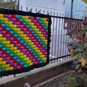 Keksdecke , Puff Quilt , Baby Sensorik Matte , Regenbogen Baby Decke , Handgemachtes Patchwork