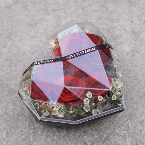 Heart Flower Box Heartshaped Love Acrylic Transparent Etsy
