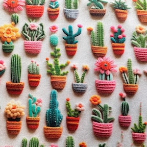 Tessuto per trapuntatura Artiq Textile Eco Cotton D639, 59" di larghezza, cactus 3D colorato