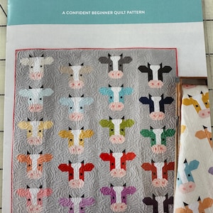 Annabelle the cow quilt kit top pattern binding! 66”x70”