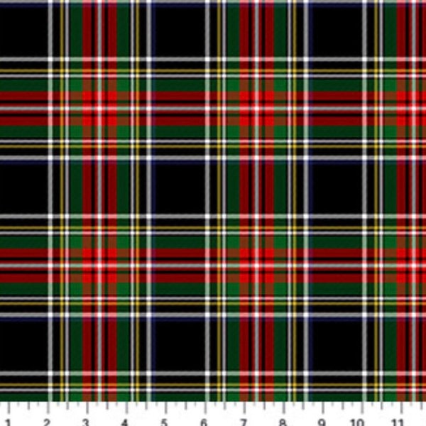Totally Tartan by Northcott Fabrics BTY black multi colored flannel