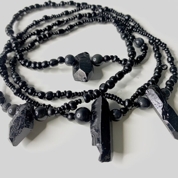 No Negative Energy  Black Obsidian Waistbead