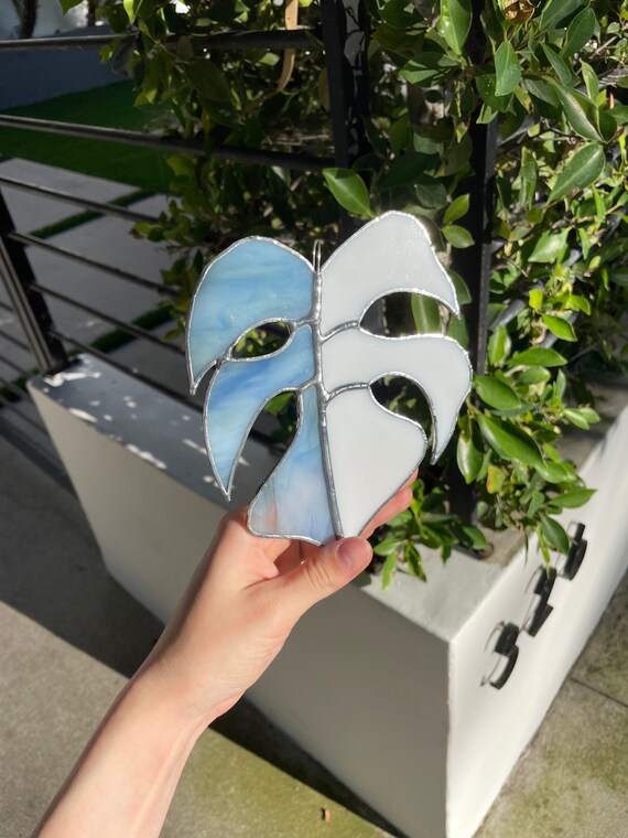 Two-color Monstera Leaf Stained Glass - Etsy