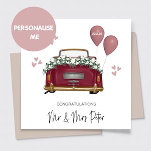 Personalized Wedding Card, Just Married Car Card, Congratulations Card to newly wedded couples Digital Delivery Custom Card Dispatch