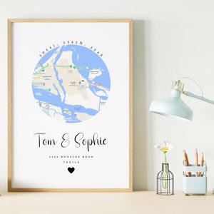Stampa mappa personalizzata, stampa personalizzata della prima casa, dove ci siamo incontrati, dove tutto è iniziato, i nostri ricordi del primo posto, regalo di coppia per i proprietari di casa, decorazione da parete