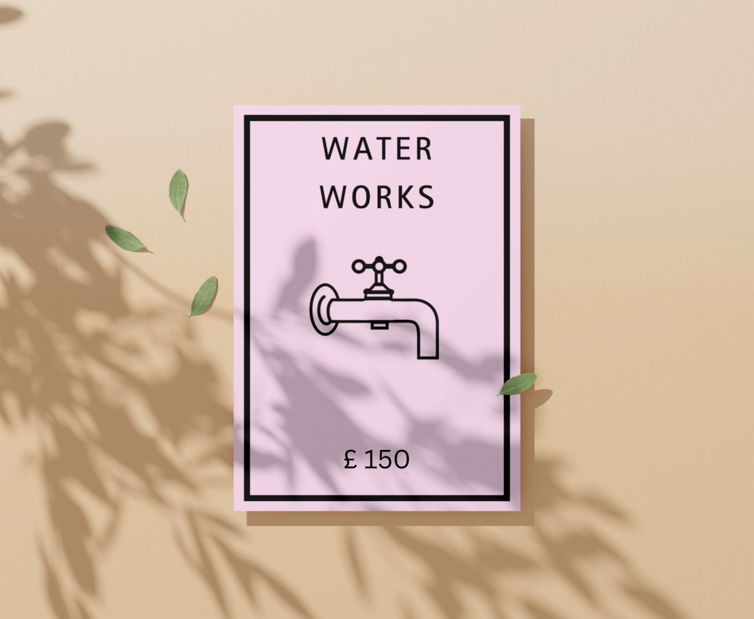 Water Works Monopoly Bathroom Print Poster Cream New Home Etsy