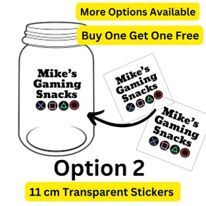 Personalized label for Gaming Lovers | Snacks Jar Sticker for Gamers | Vinyl Decal | label Gifts for Him / Her | Teen Gift | Birthday Gifts