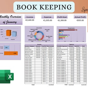 Small Business Bookkeeping Template Excel Spreadsheet Business Expense Tracker Sales Tracker Accounting Template Income Expense Spreadsheet