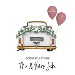 Carte de mariage personnalisée, Carte de mariage de jeunes mariés personnalisée, Carte d'anniversaire de voiture, Félicitations des jeunes mariés, Cartes-cadeaux de mariage pour elle