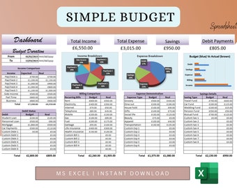 Monthly Budget Spreadsheet Paycheck Tracker Financial Planner Zero-Based Budget Planner for Beginners Biweekly and  Excel Budgeting Template