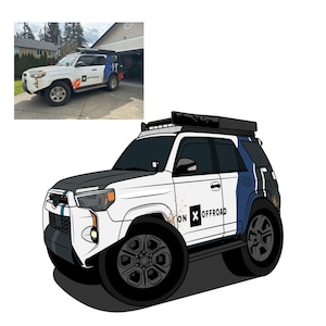 Ilustração de carro de desenho animado personalizado a partir de desenho fotográfico Retrato Presente para amante de carro Proprietário de bicicleta Presente de Natal Aniversário Personalize a arte do veículo