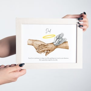 Impronta della mano del papà personalizzata, stampa commemorativa personalizzata per papà, solo papà a due mani, regalo di angelo per il lutto, amore per il padre, perdita del defunto