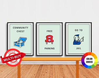 Personalized Monopoly Print Wall Art Poster, House warming New Owner Gift, Custom Property Home Decor Idea Any Street Name Number Board Game