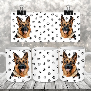 German Shepherd - Sublimation Coffee Mug - Coffee Mug Wrap PNG Design - Digital Download