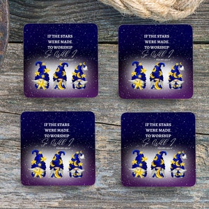 Sublimation Square Coasters - Psalms 148 Star Gnomes - Set of 4 Coaster Design - PNG Download