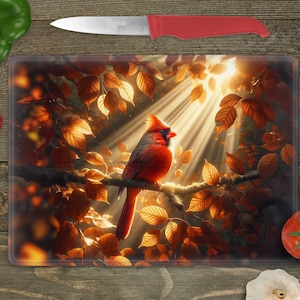 Glass Cutting Board Sublimation - Cardinal in the Morning Light - 15.5 x 11.25 Inch - PNG Download - Digital Download