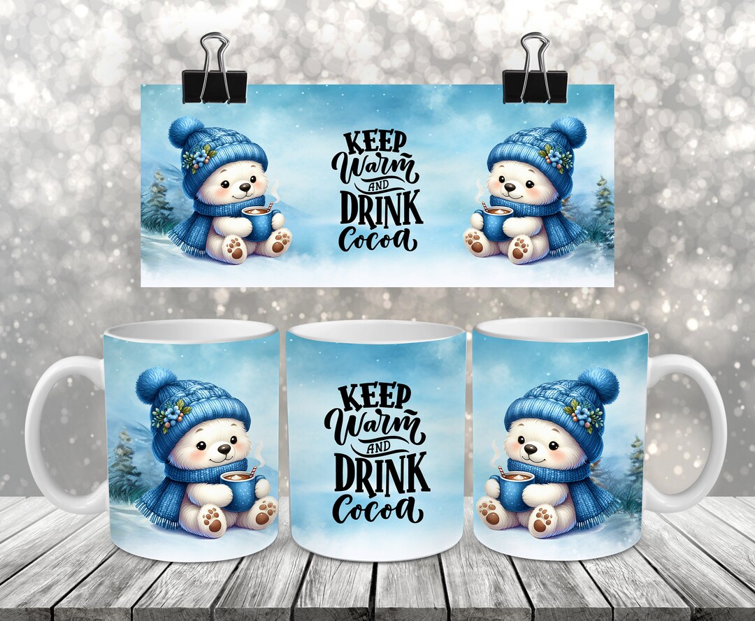 Sublimation Coffee Mug Drink Hot Cocoa Coffee Mug Wrap PNG Design Etsy