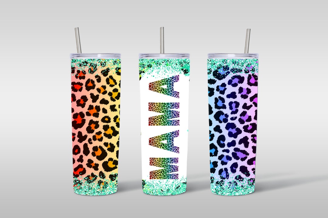 20oz Skinny Tumbler Mama Rainbow Leopard Print Sublimation PNG Digital ...