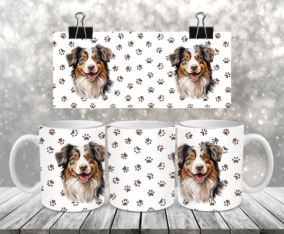 Australian Shepherd Sublimation Coffee Mug Coffee Mug Wrap PNG