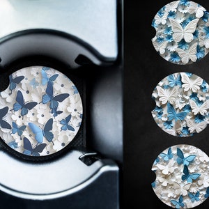 Sublimation Car Coasters - 3D Butterflies - 4 Individual Car Coaster Designs - PNG Download
