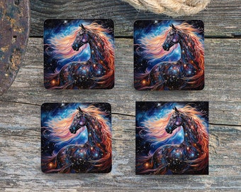 Sublimation Square Coasters - Starry Horse - Set of 4 Coaster Design - PNG Download