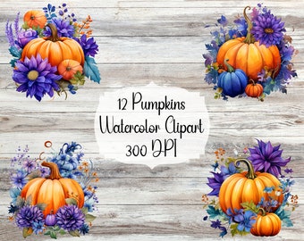Akvarell Clipart - Akvarellpumpor - Digital Clipart - 10 PNG-designer - Transparent bakgrund