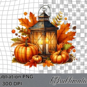 Autumn Lantern - Watercolor Clipart - PNG Digital Clipart - Scrapbooking - Transparent Background
