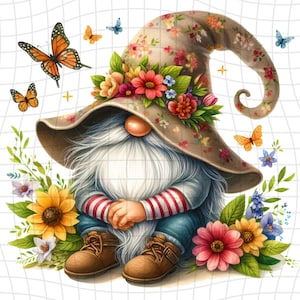Spring Gnome - Spring Clipart - PNG Digital Clipart - Scrapbooking - Transparent Background