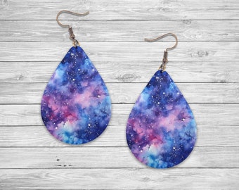 Watercolor Teardrop Earring PNG, Galaxy Earring Template, Sublimation Earring Designs, Earring Blanks Design, Earring Digital Download