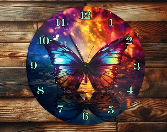 Vibrant Butterfly - Wall Clock Design - With Numbers - PNG Design - Digital Download