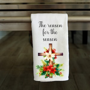 The Reason For The Season- Christmas Cross- Kitchen Towel Sublimation Designs - PNG Design - Digital Download