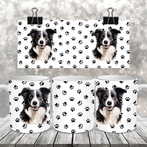 Border Collie - Sublimation Coffee Mug - Coffee Mug Wrap PNG Design - Digital Download