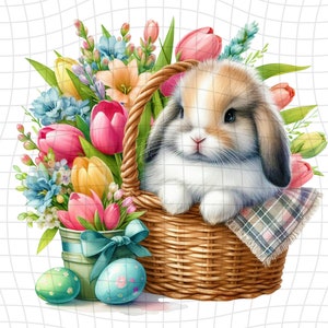 Spring Lop Earred Bunny - Valentine Clipart - PNG Digital Clipart - Scrapbooking - Transparent Background
