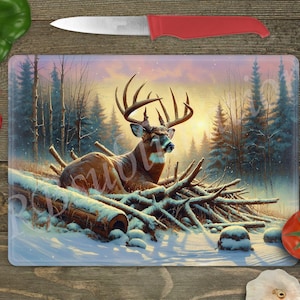 Tabla de cortar de vidrio para sublimación - Winter Buck - Diseño de tabla de cortar - 15,5 x 11,25 pulgadas - Descarga JPEG RBsublimation-
