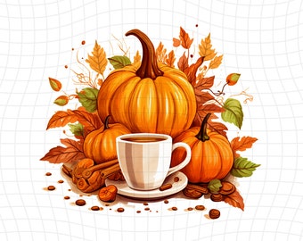 Pumpkin Spice-  Watercolor Clipart - PNG Digital Clipart - Scrapbooking - Transparent Background