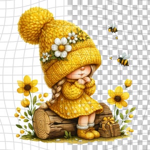 Spring Girl Gnome - Valentine Clipart - PNG Digital Clipart - Scrapbooking - Transparent Background